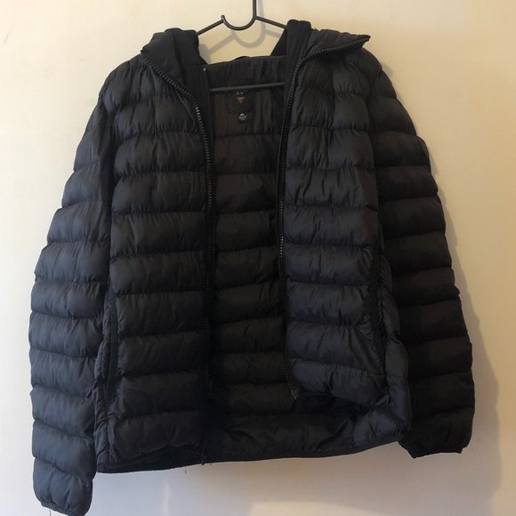 guess men's hooded puffer coat